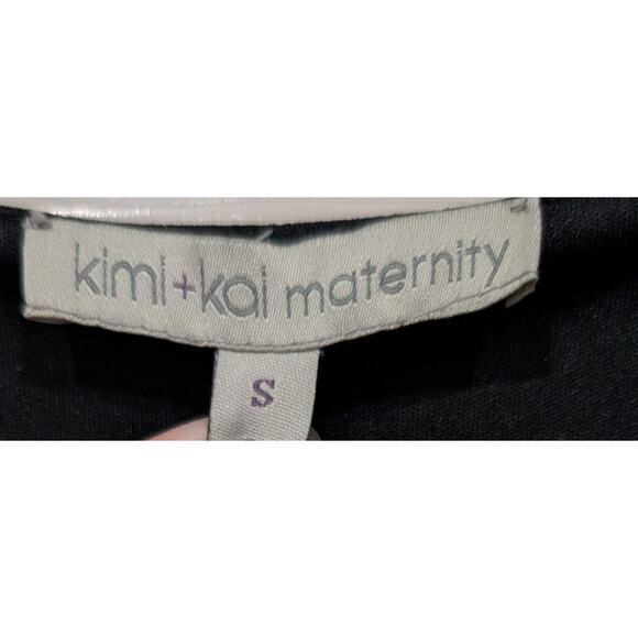 kimi + kai Maternity Black Midi Dress sz Small Asymmetrical Neckline Sheath - Picture 2 of 5